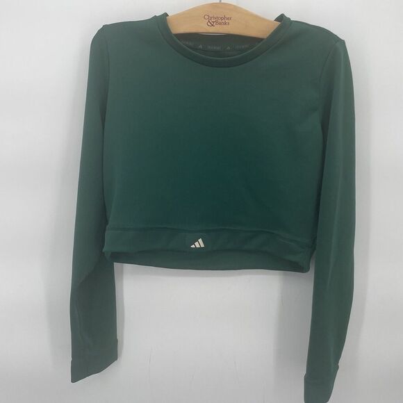 Adidas Sports Club Forrest Green Cropped Longsleeve Womans XL-20A‎ - Picture 1 of 4